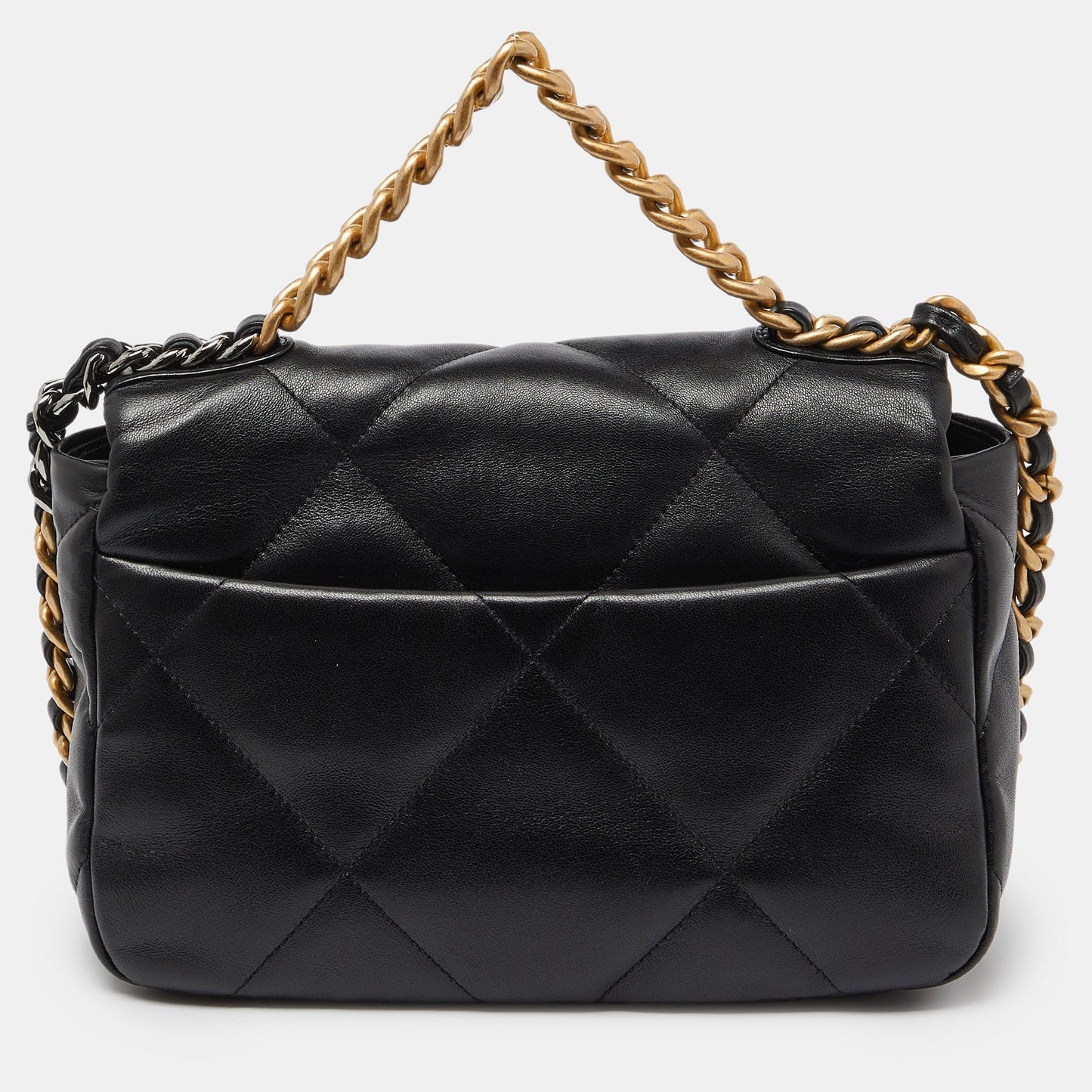 CHANEL Black Quilted Leather Small 19 Flap Bag