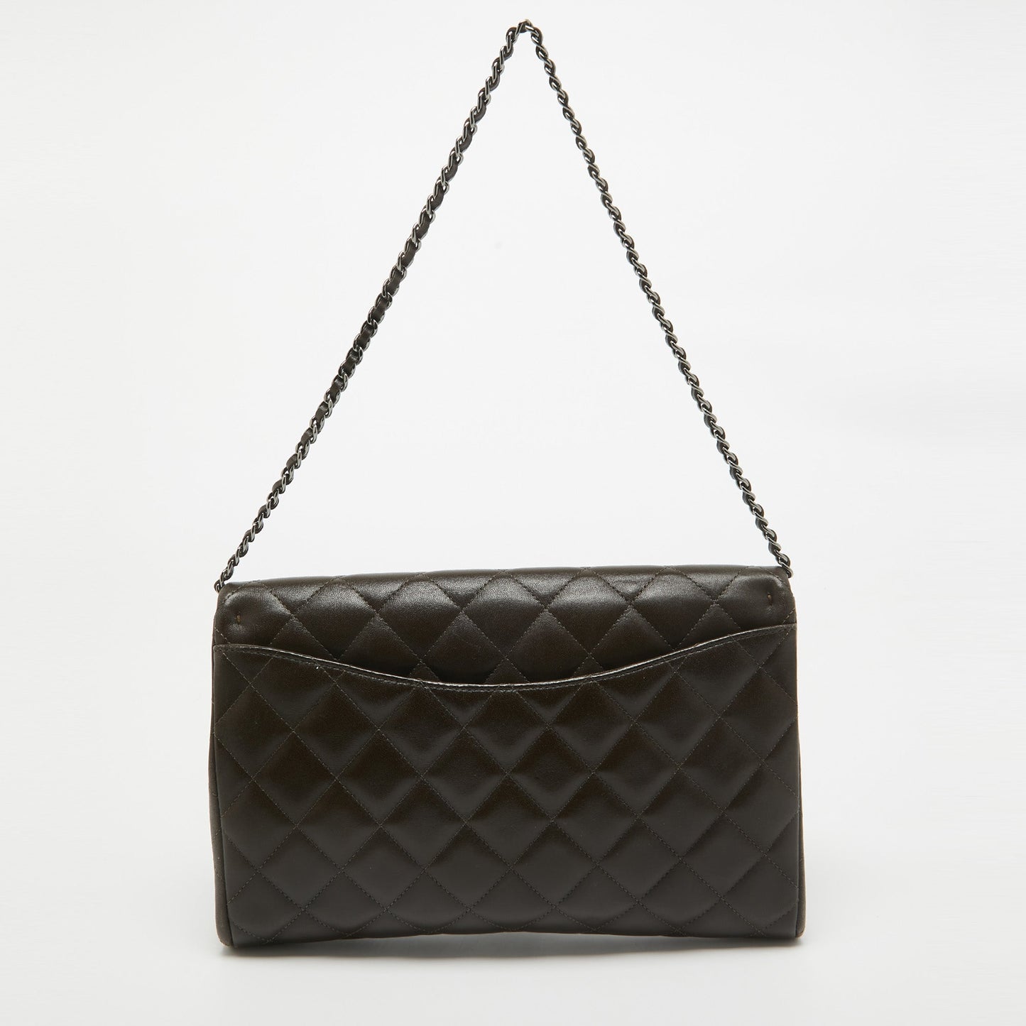 CHANEL Choco Brown Quilted Leather Classic Flap Chain Clutch