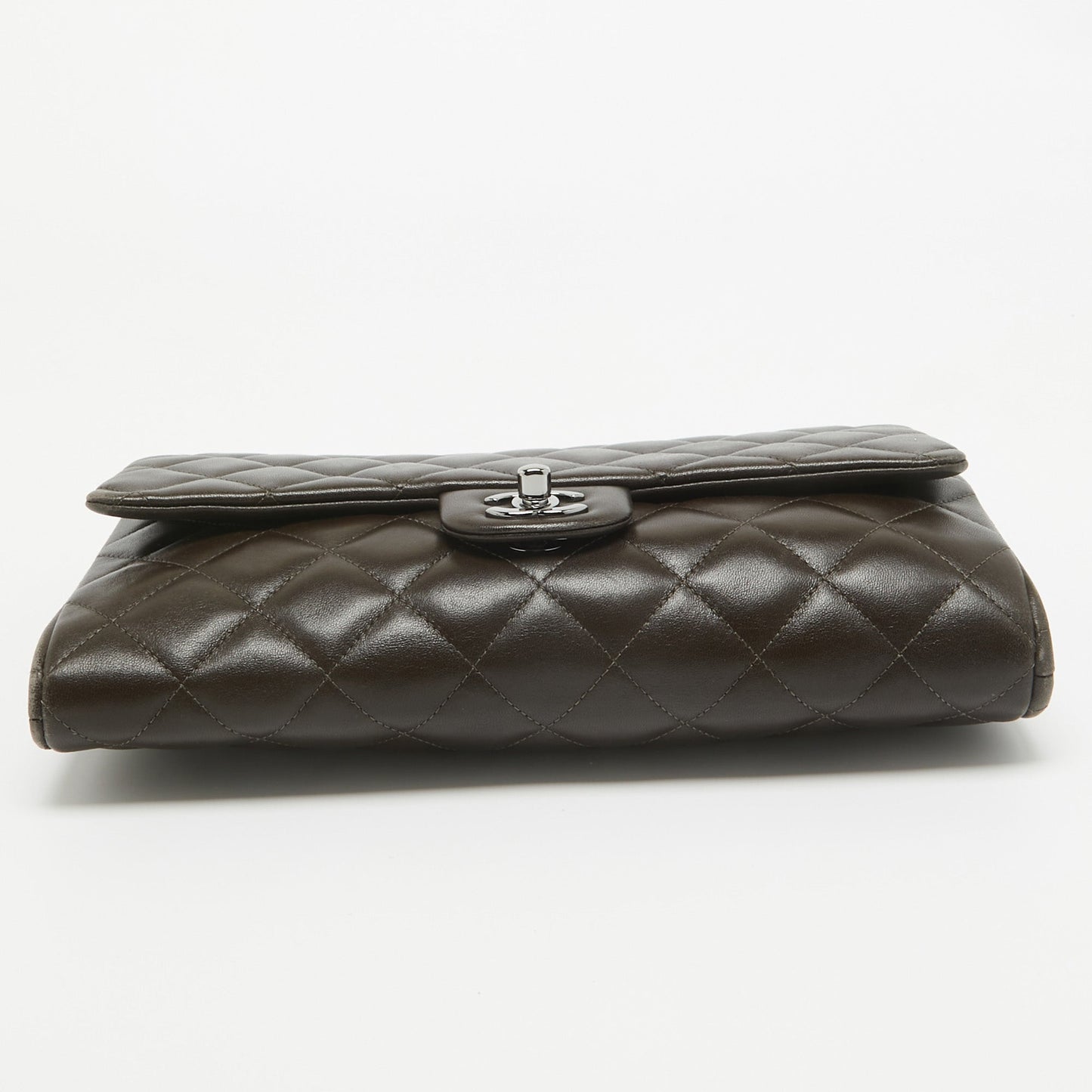 CHANEL Choco Brown Quilted Leather Classic Flap Chain Clutch