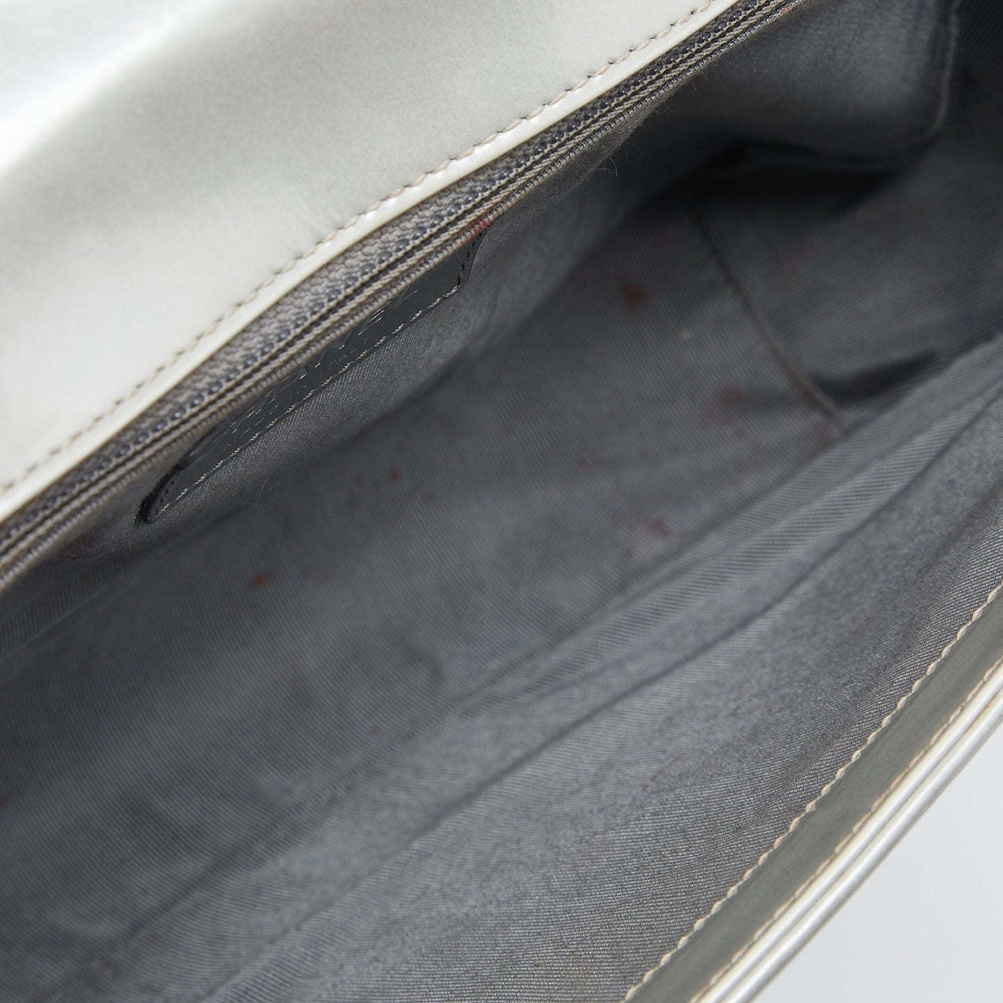 CHANEL Grey Patent Leather Large Reverso Boy Flap Bag