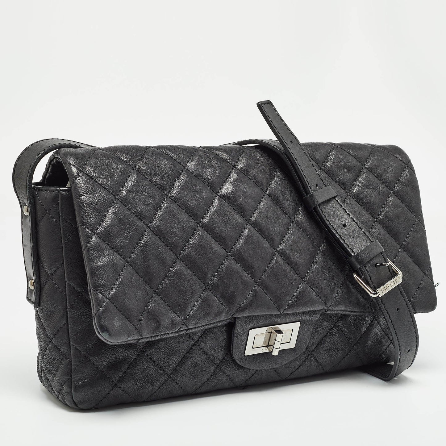 CHANEL Black Quilted Leather Easy Reissue Messenger Bag