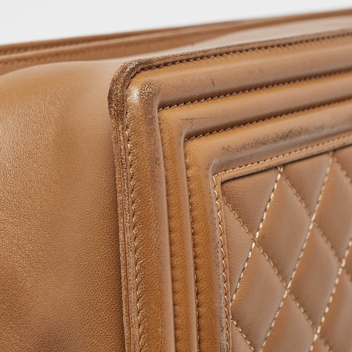 CHANEL Brown Quilted Leather Large Boy Flap Bag