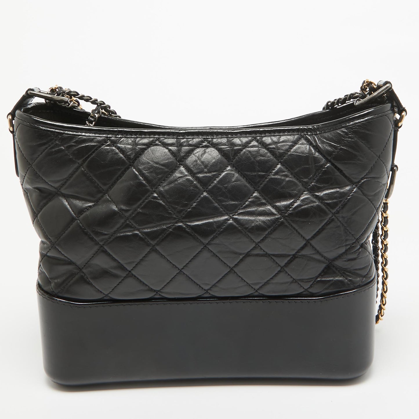 CHANEL Black Quilted Aged Leather Medium Gabrielle Hobo