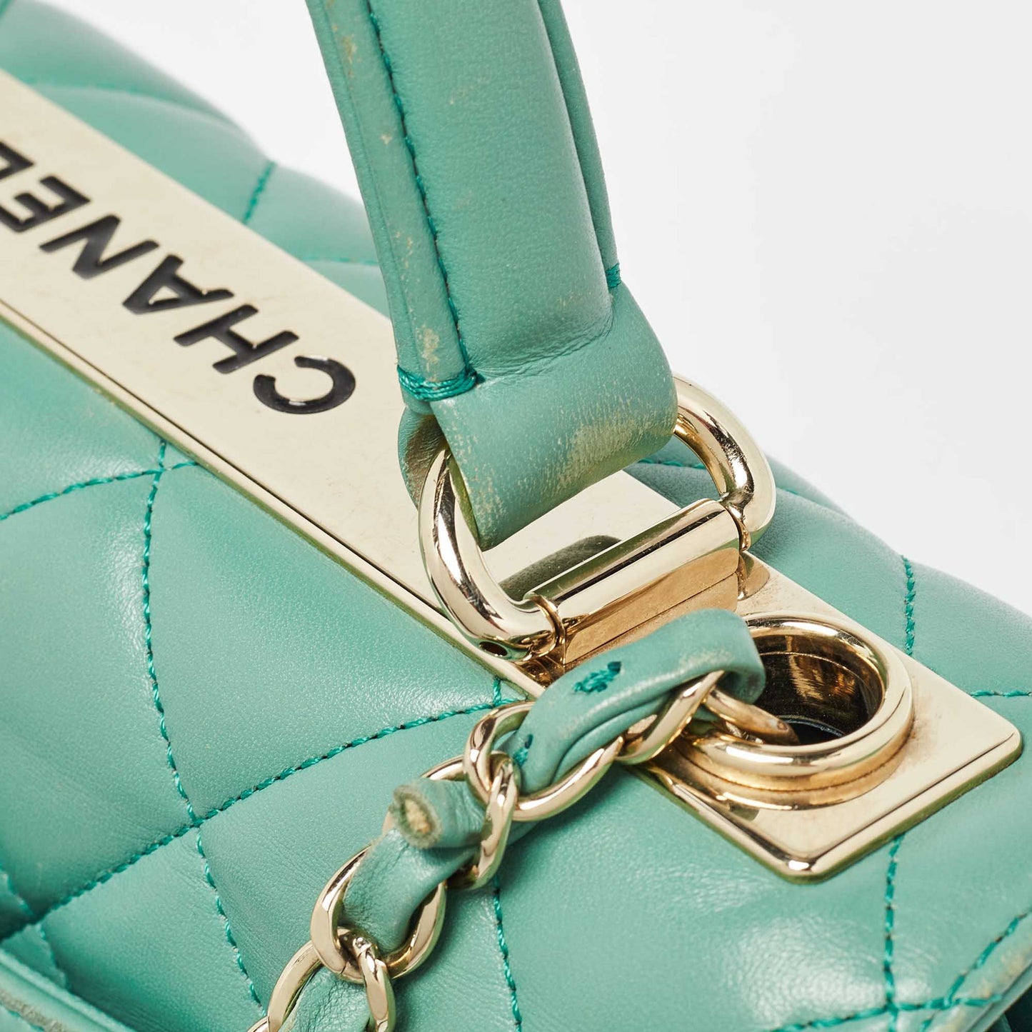 CHANEL Aqua Green Quilted Leather Small Trendy CC Flap Bag