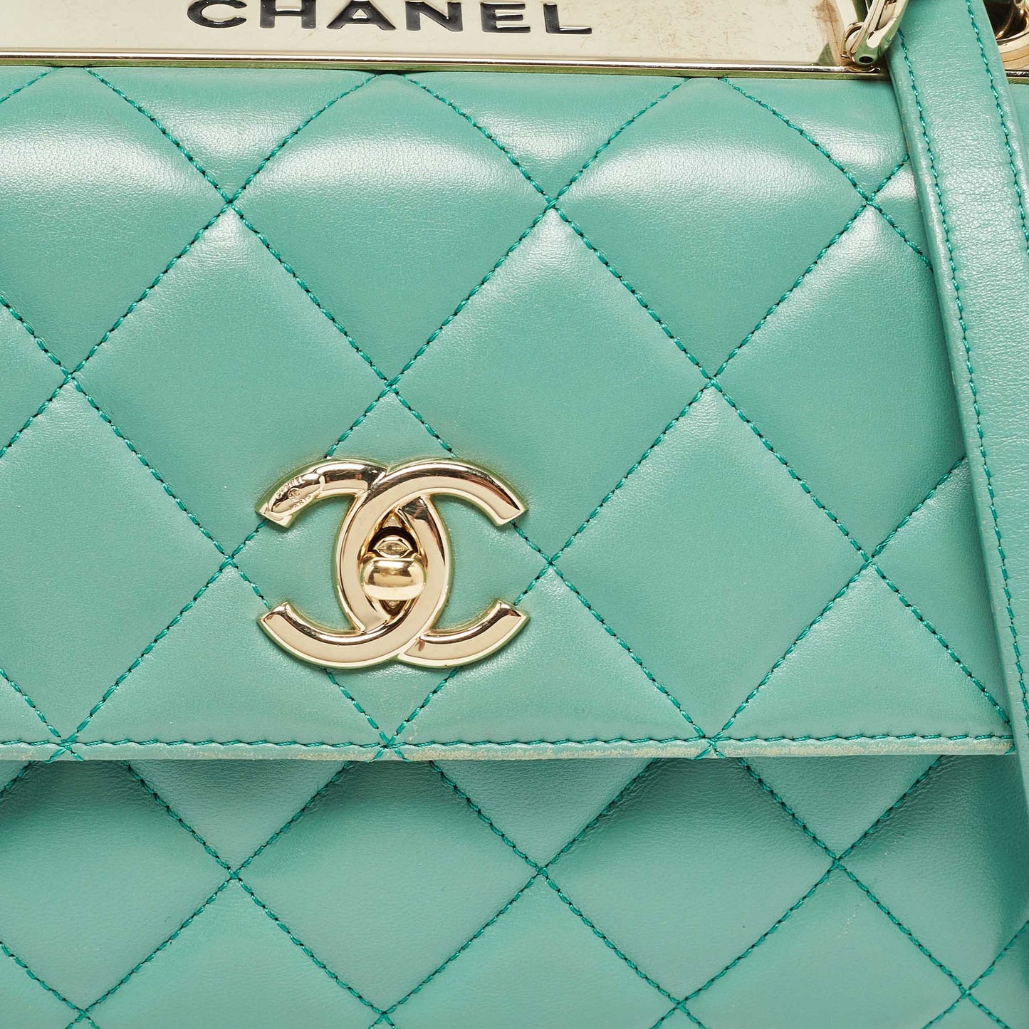 CHANEL Aqua Green Quilted Leather Small Trendy CC Flap Bag