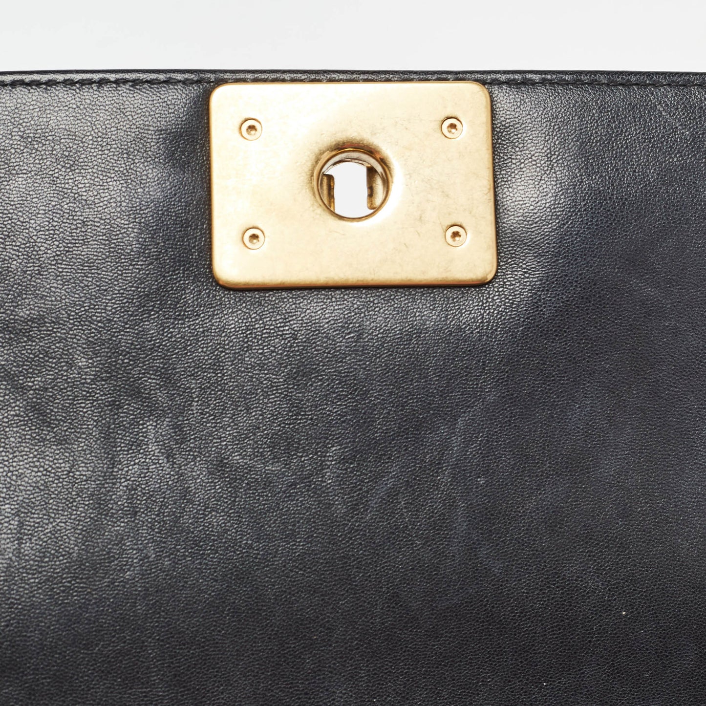 CHANEL Black/Gold Woven Leather Medium Boy Flap Bag