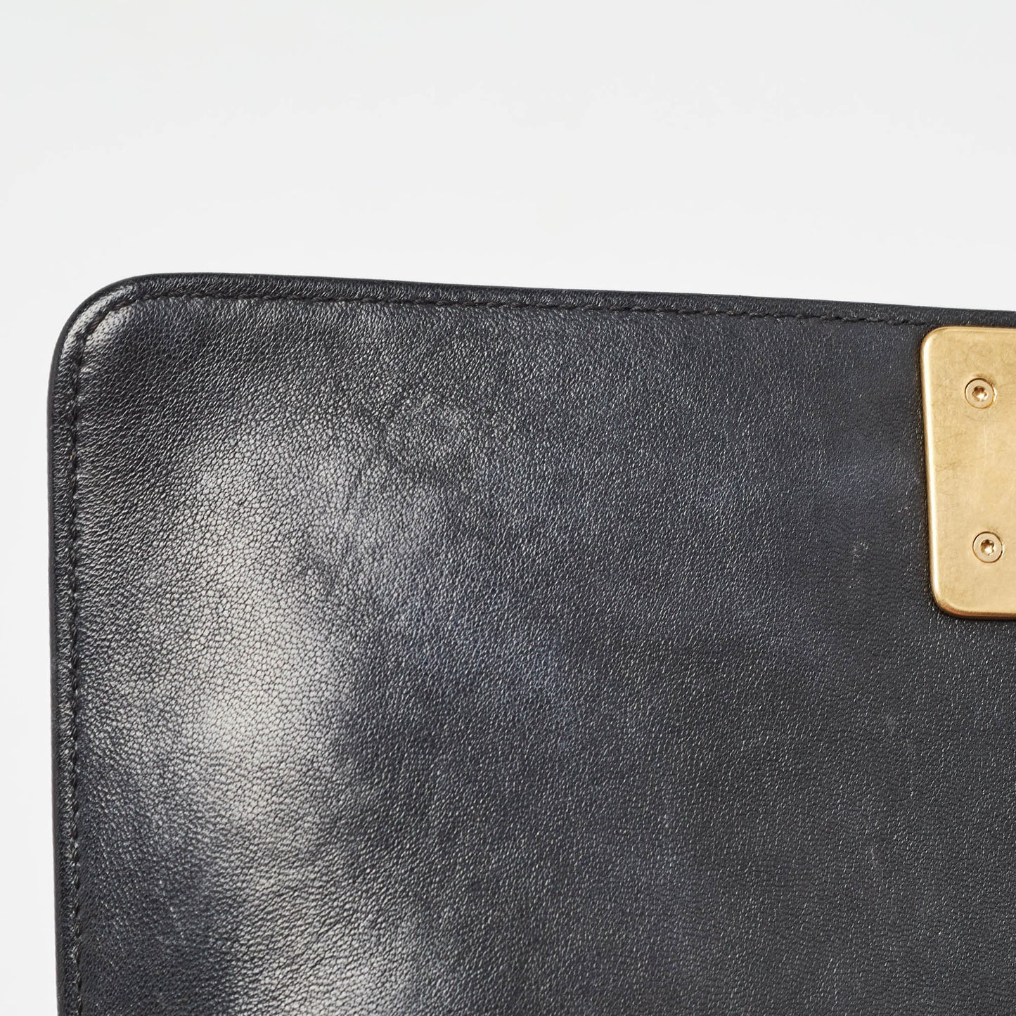 CHANEL Black/Gold Woven Leather Medium Boy Flap Bag