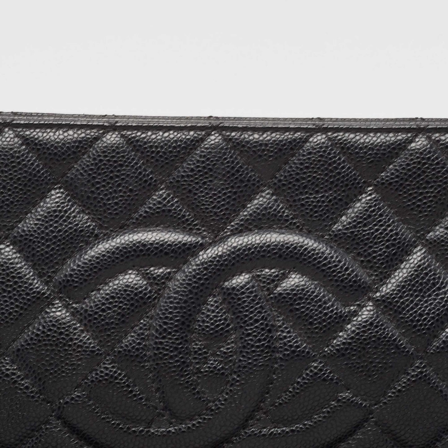 CHANEL Black Caviar Leather CC Frame Clutch