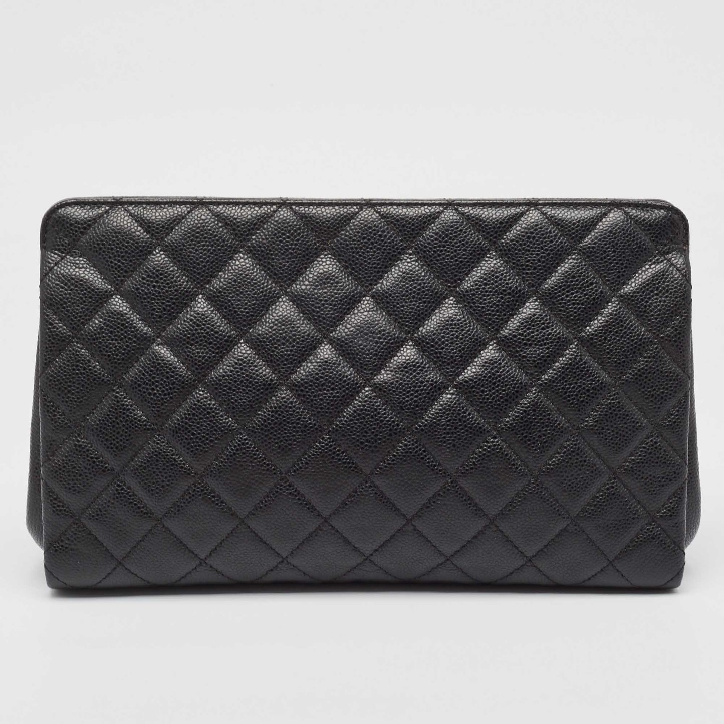 CHANEL Black Caviar Leather CC Frame Clutch