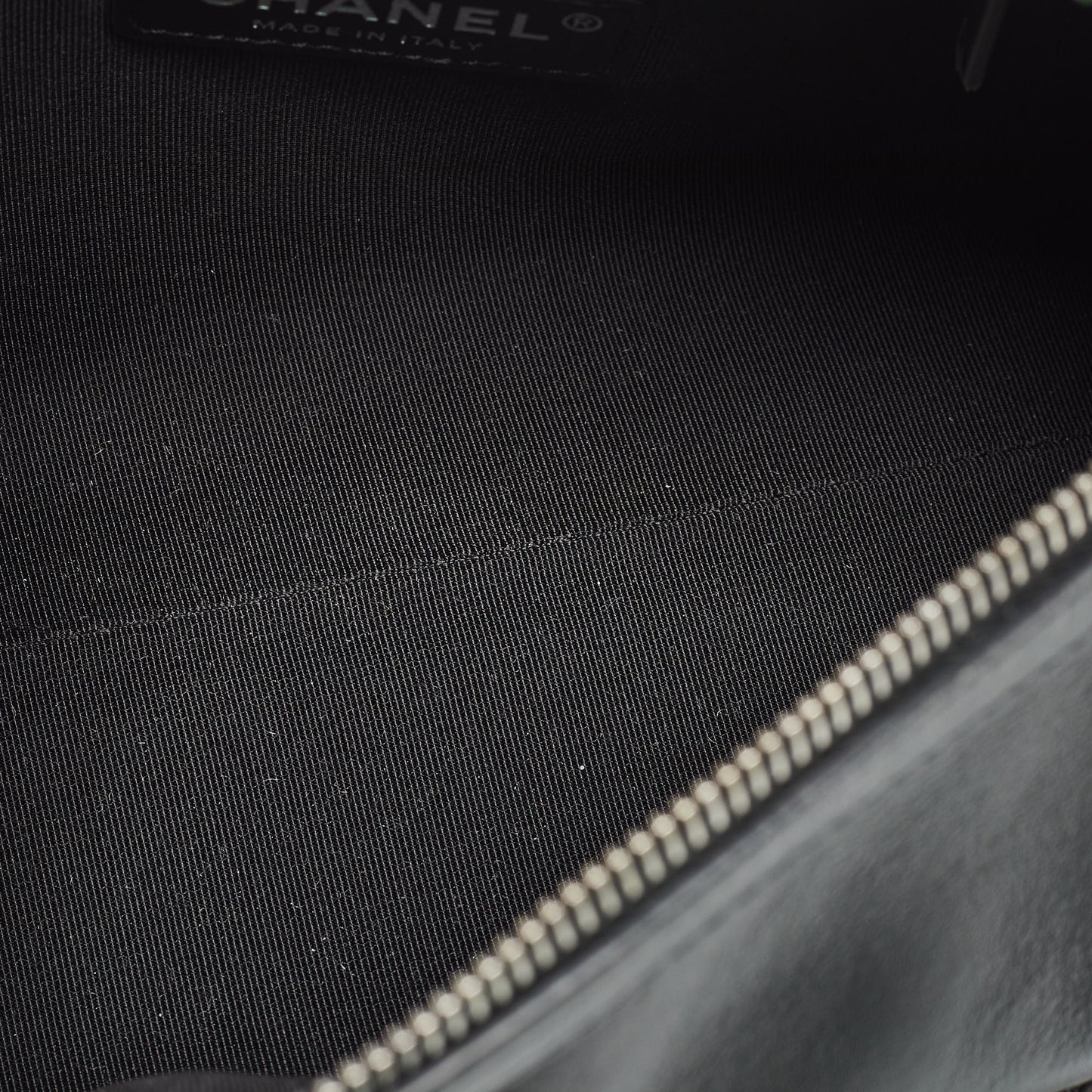 CHANEL  Black Leather Chain Signature Bowler Bag