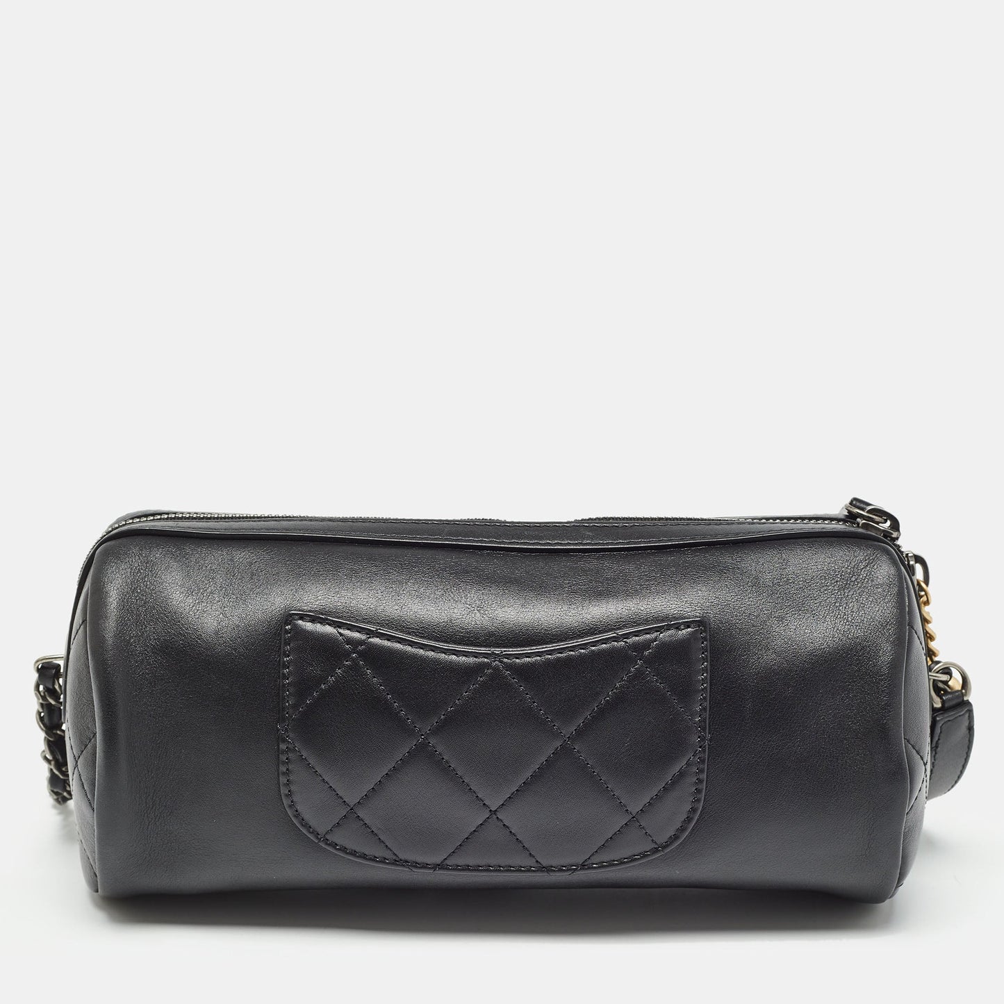 CHANEL  Black Leather Chain Signature Bowler Bag