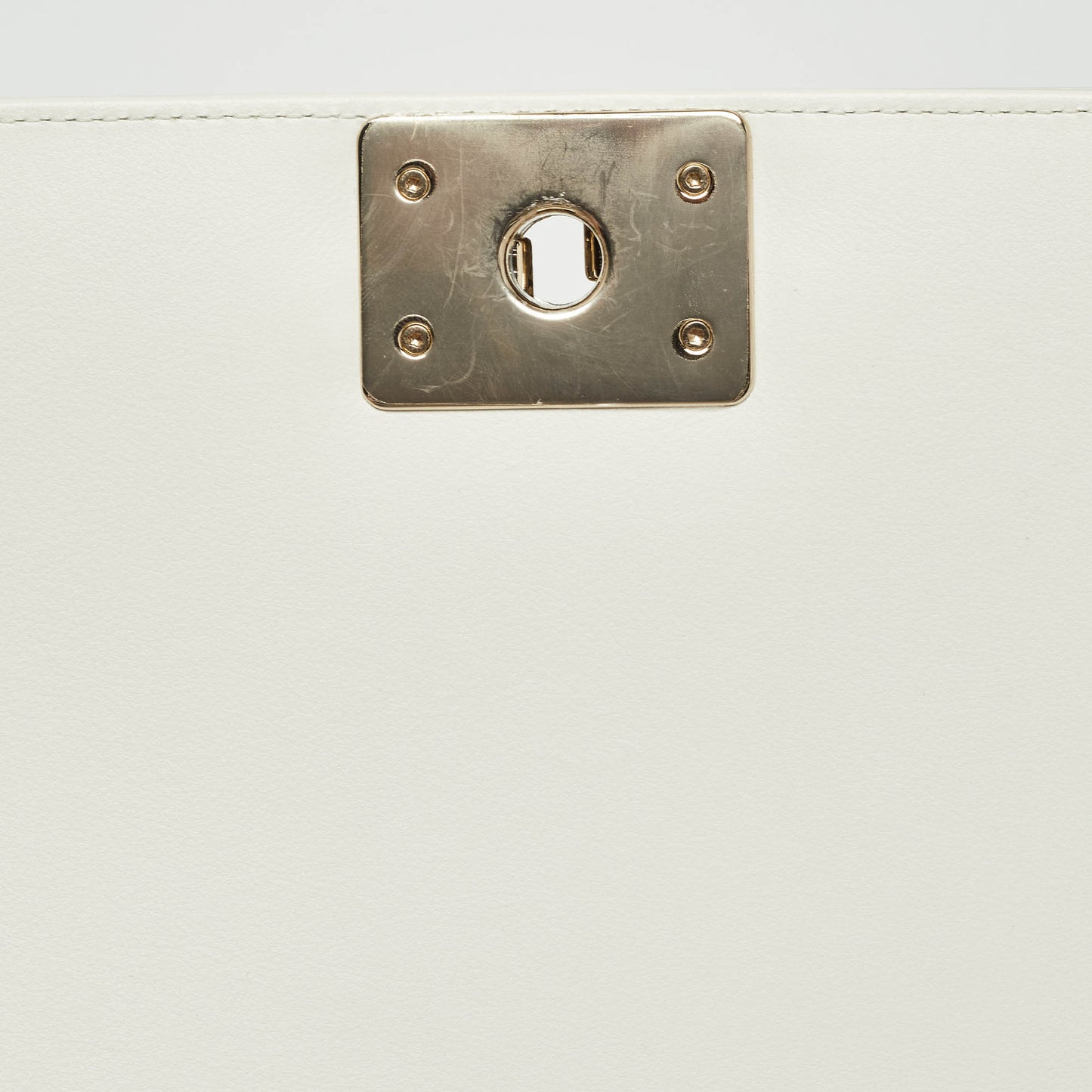 CHANEL White Pearl Embellished Leather Medium Boy Flap Bag