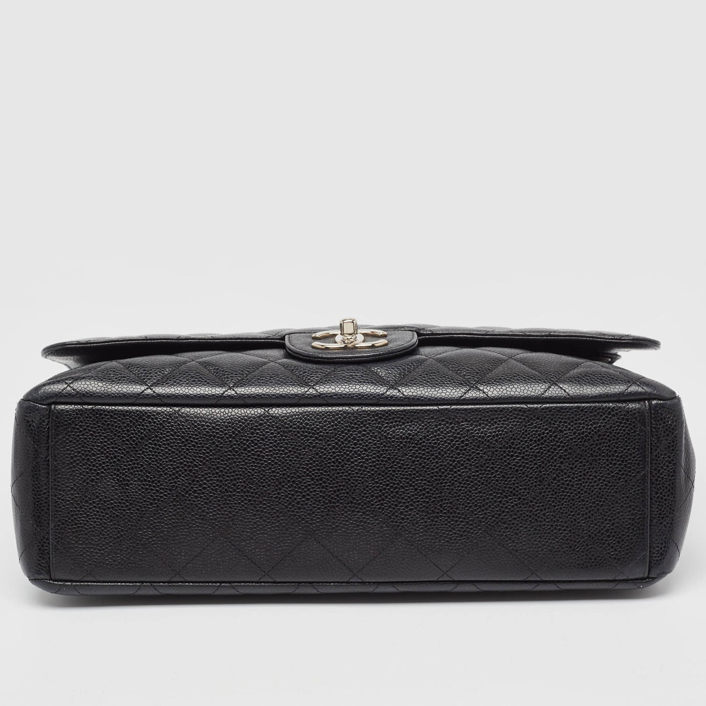 CHANEL Black Quilted Caviar Leather Maxi Classic Double Flap Bag
