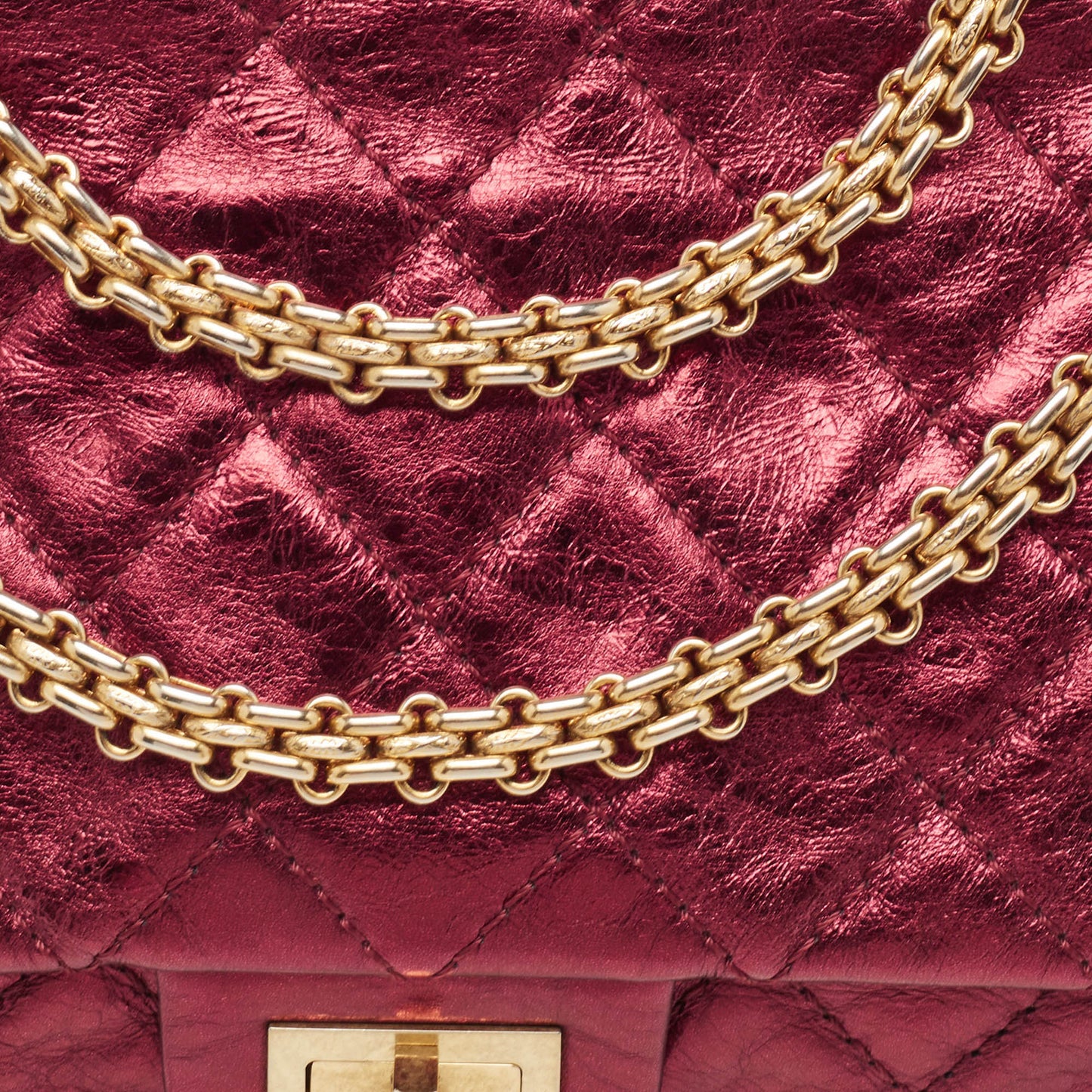 CHANEL Metallic Burgundy Quilted Aged Leather Classic 226 Reissue 2.55 Flap Bag