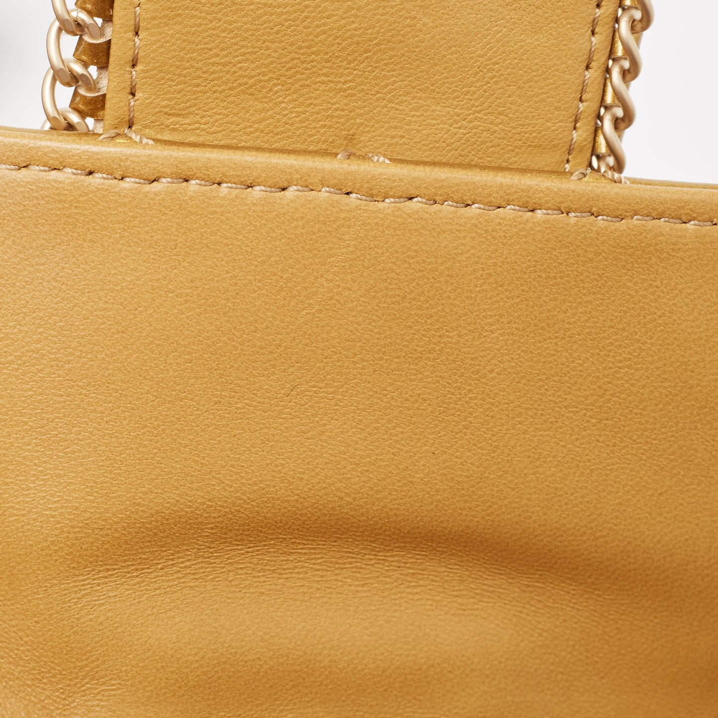 CHANEL Gold Quilted Patent Leather Medium Madison Flap Bag
