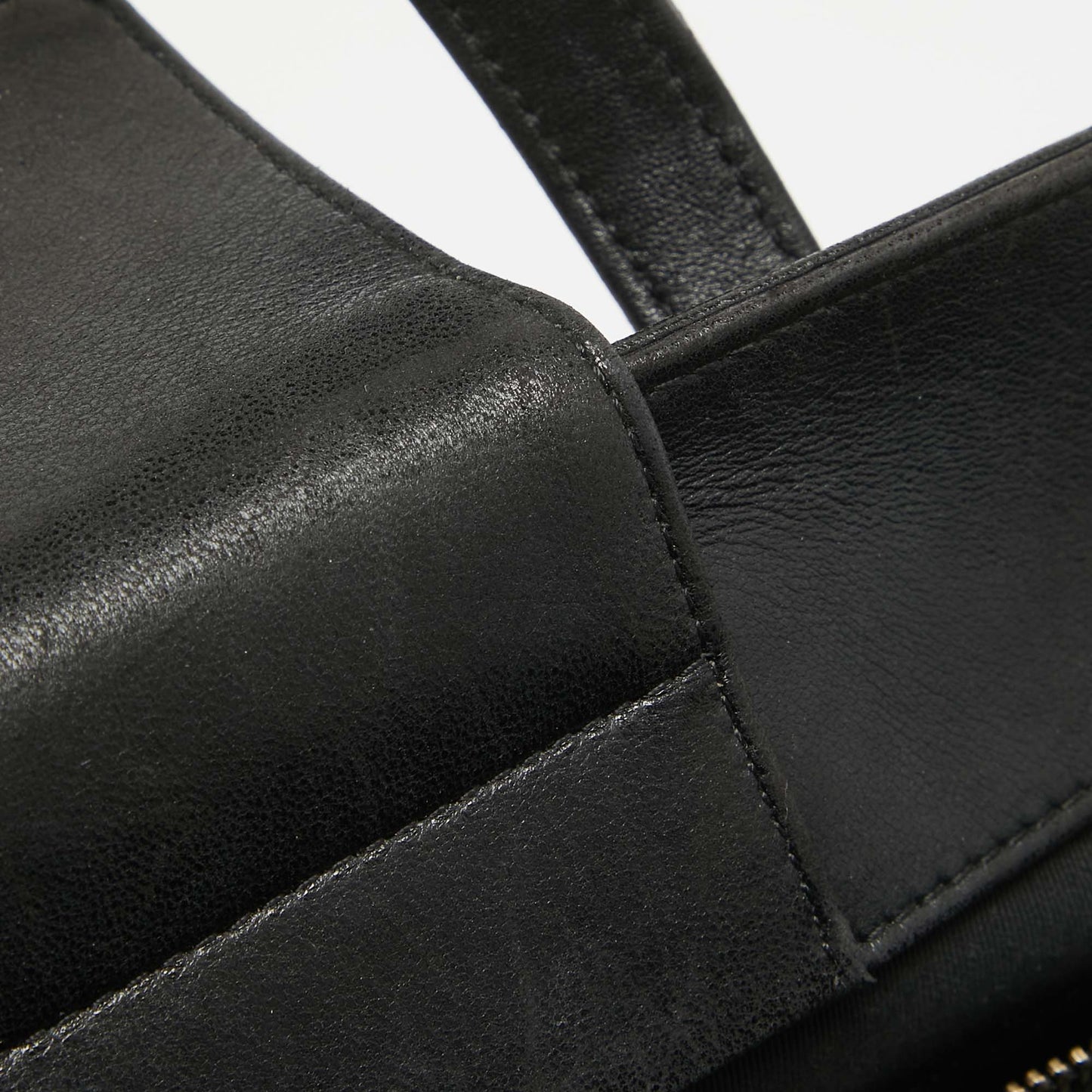 CHANEL Black/Gold Reversed Chevron Leather Shopper Tote