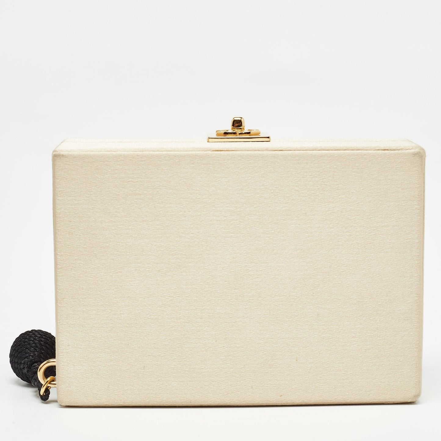 CHANEL Beige/Black Satin Vintage Box Bag