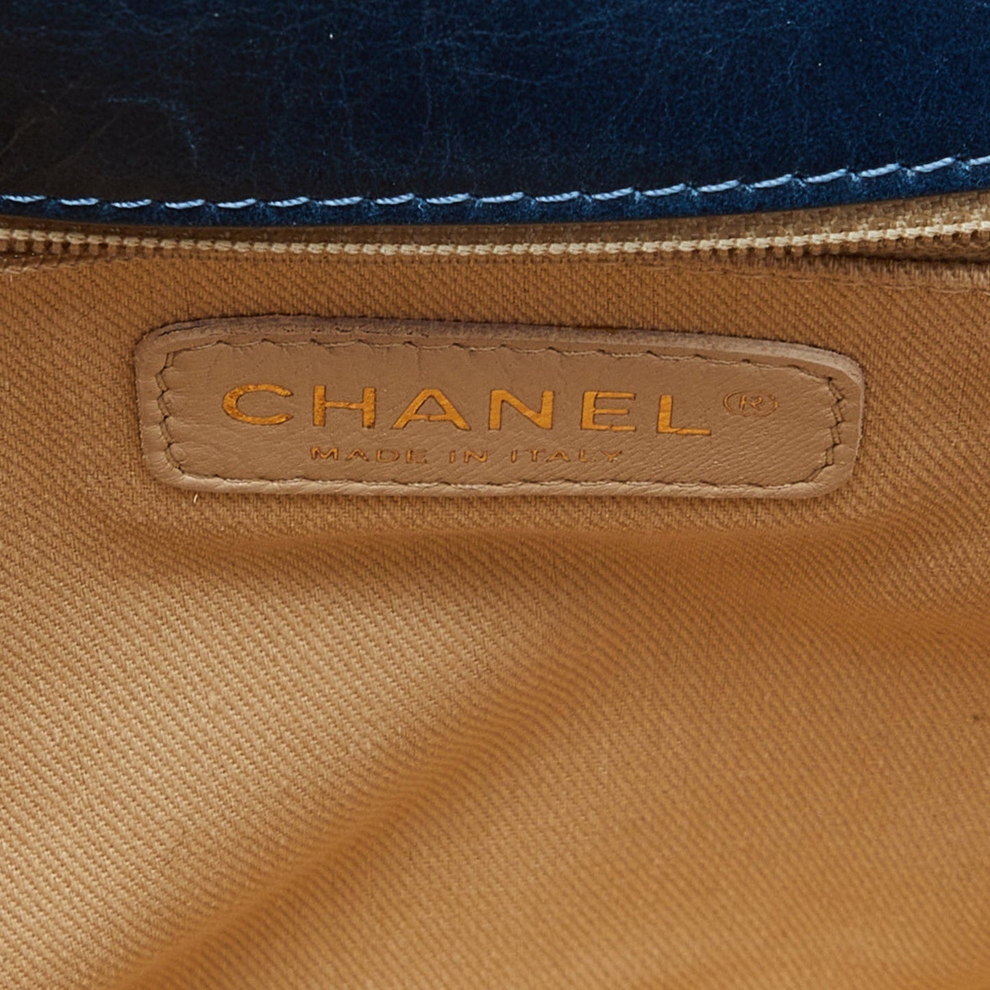 CHANEL Blue Quilted Leather Large Boy Flap Bag