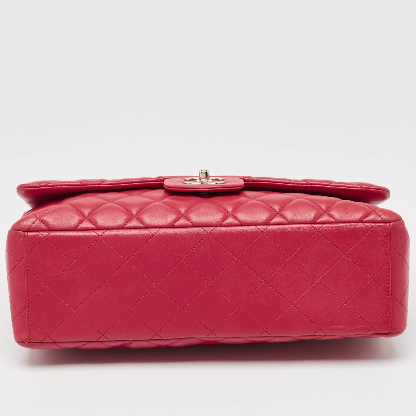 CHANEL Red Quilted Leather Maxi Classic Single Flap Bag
