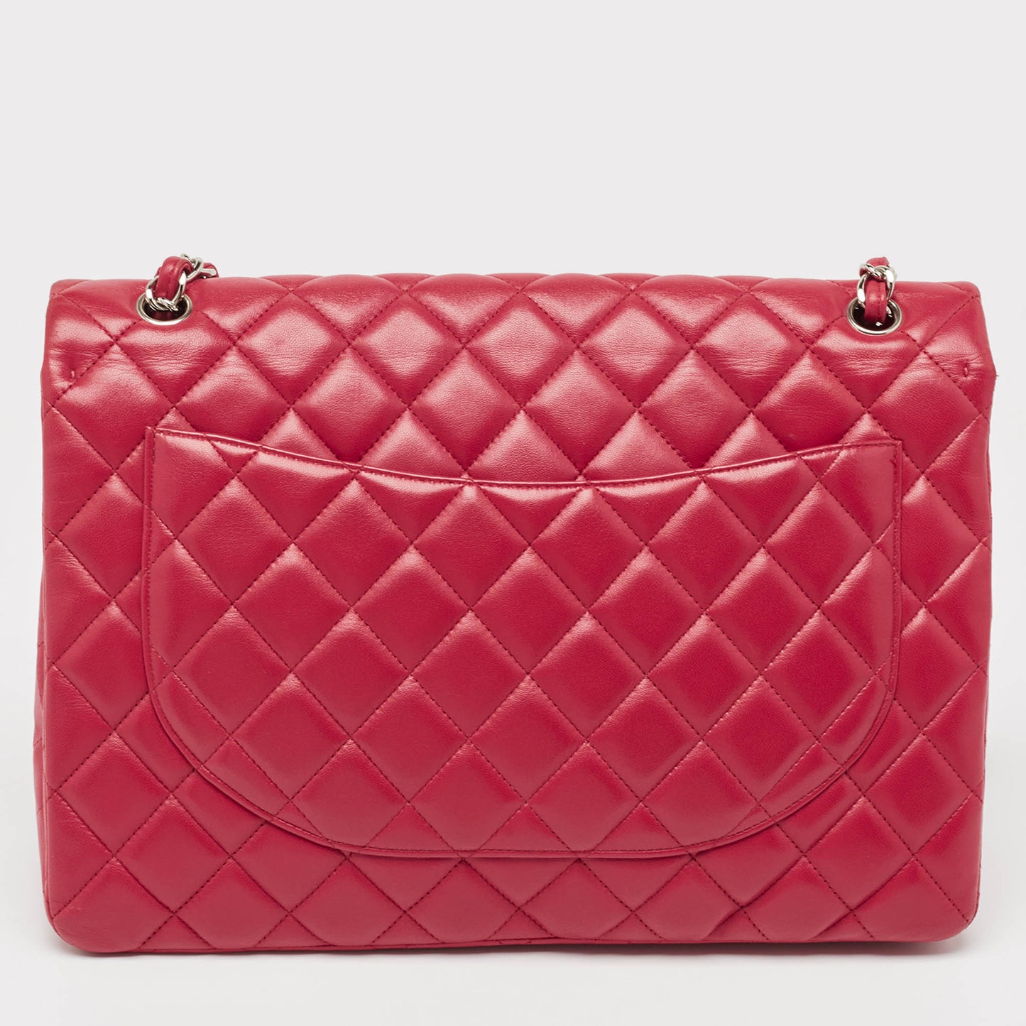 CHANEL Red Quilted Leather Maxi Classic Single Flap Bag
