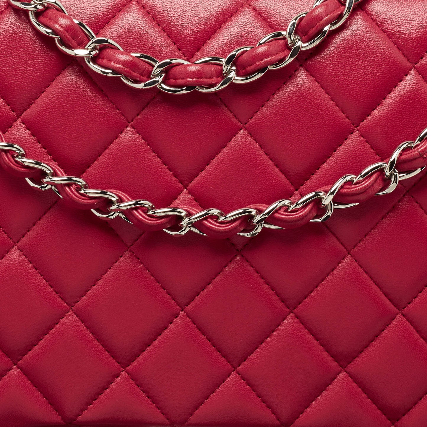 CHANEL Red Quilted Leather Maxi Classic Single Flap Bag