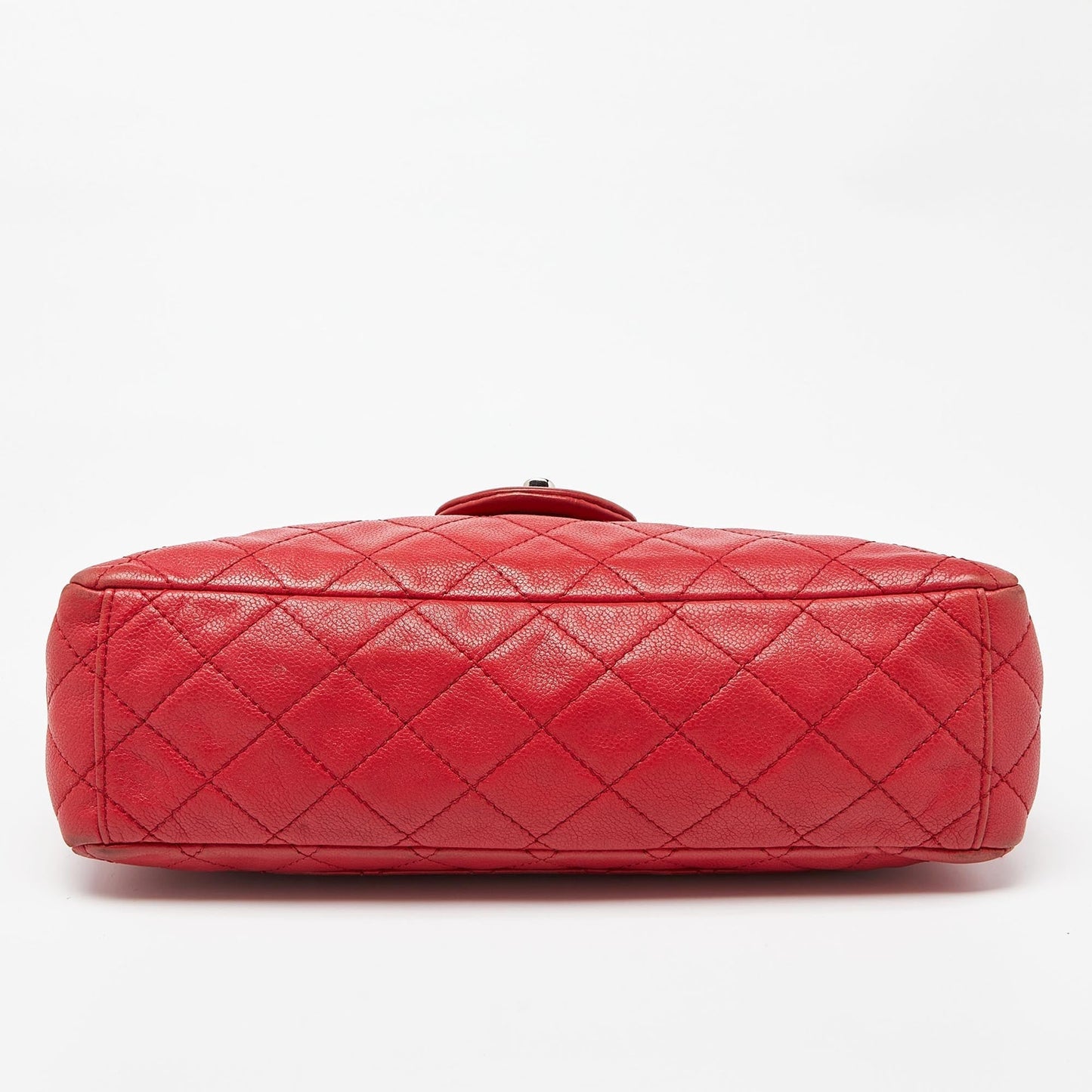 CHANEL Red Quilted Leather Maxi Classic Single Flap Bag