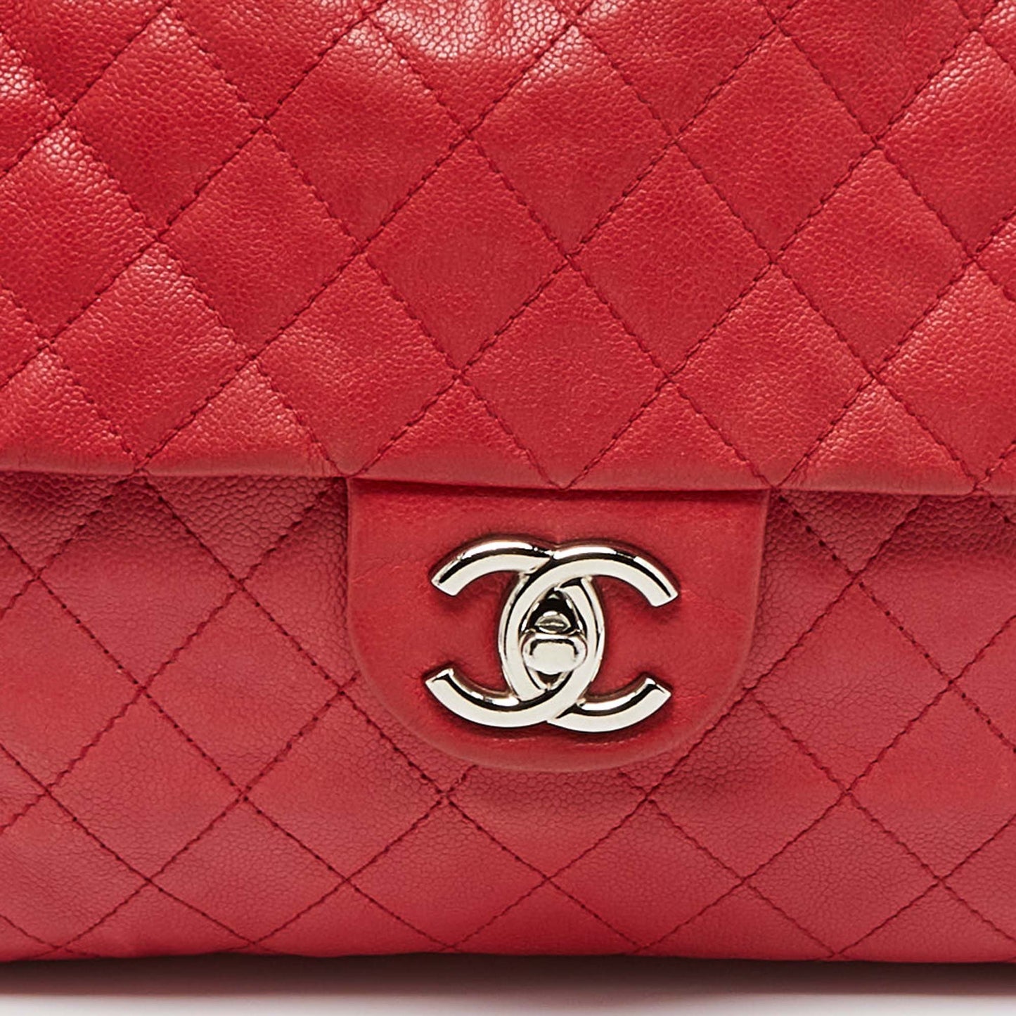 CHANEL Red Quilted Leather Maxi Classic Single Flap Bag