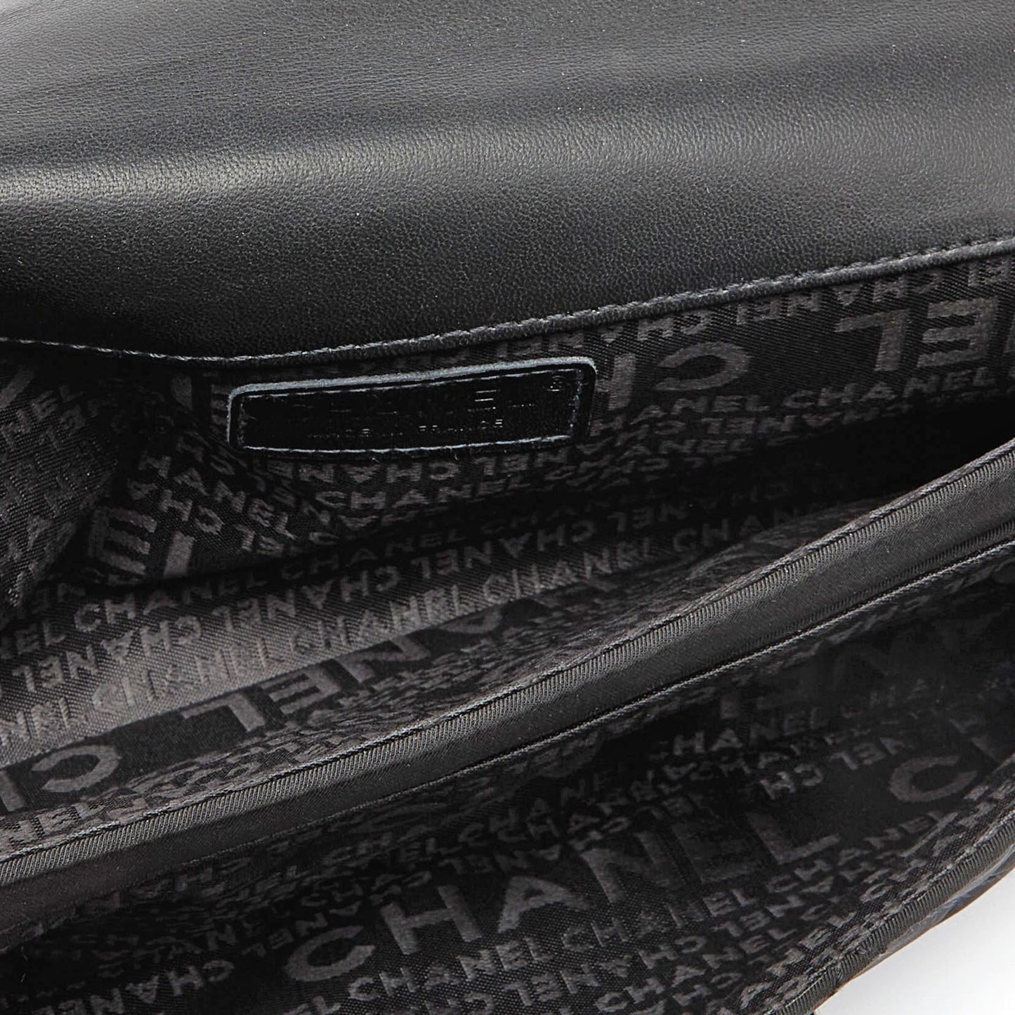 CHANEL Black Nylon and Leather Giant Reissue Flap Shoulder Bag