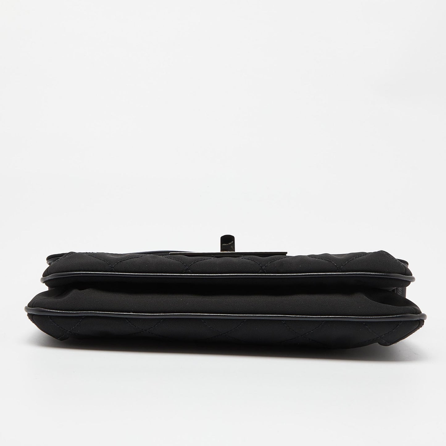 CHANEL Black Nylon and Leather Giant Reissue Flap Shoulder Bag