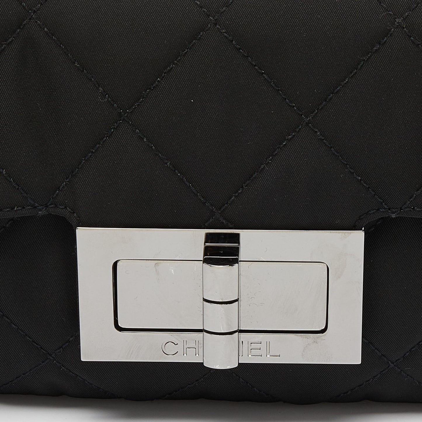 CHANEL Black Nylon and Leather Giant Reissue Flap Shoulder Bag