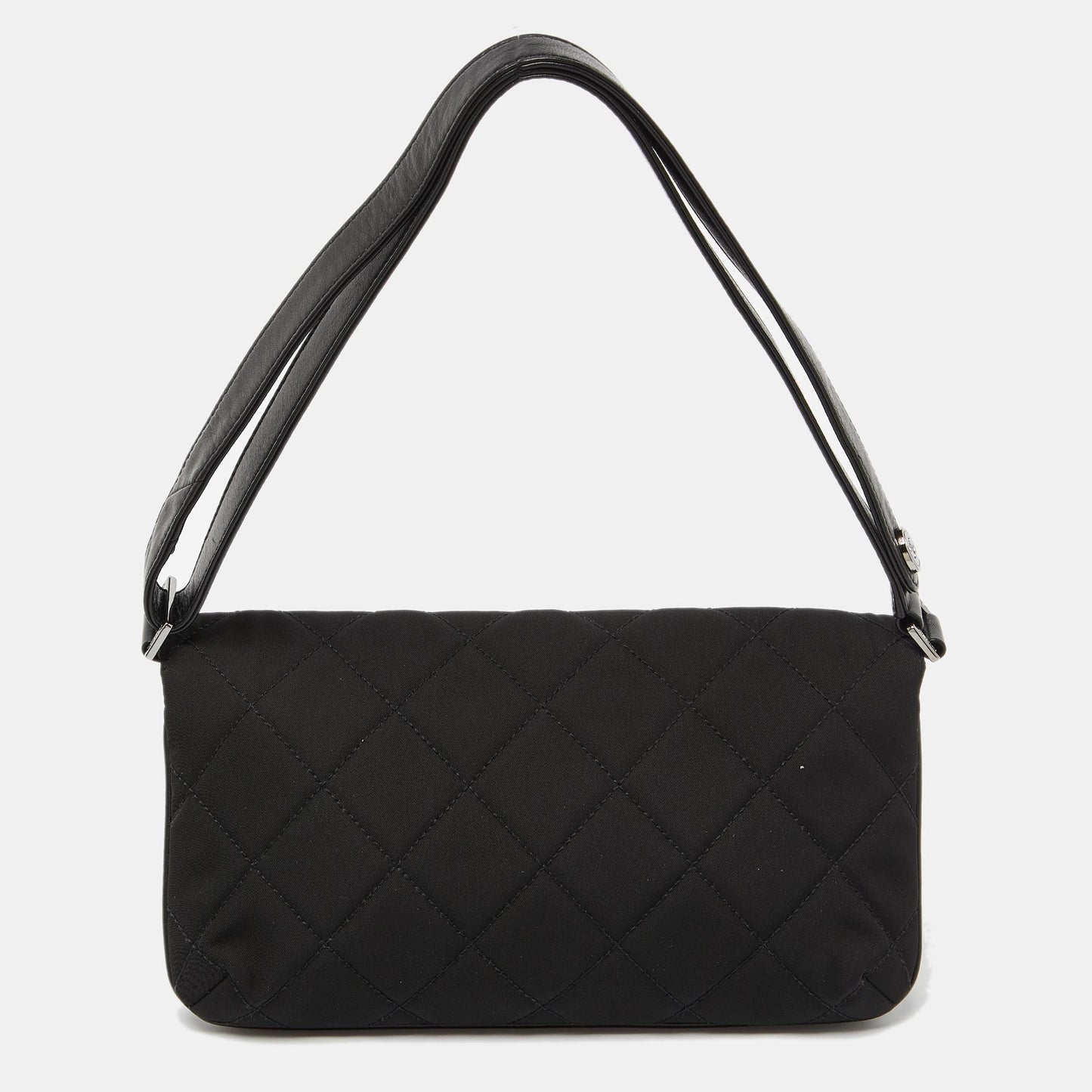 CHANEL Black Nylon and Leather Giant Reissue Flap Shoulder Bag