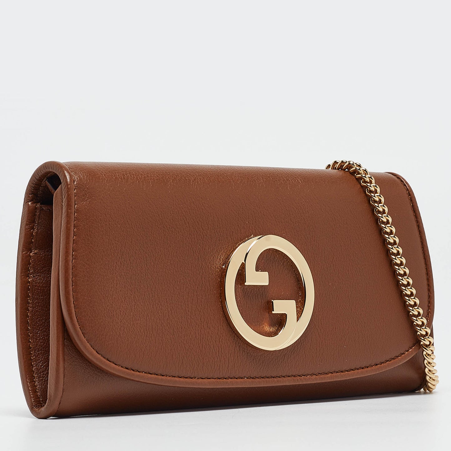 Luxury Gucci Trending 2025 Brown Leather Blondie Wallet on Chain