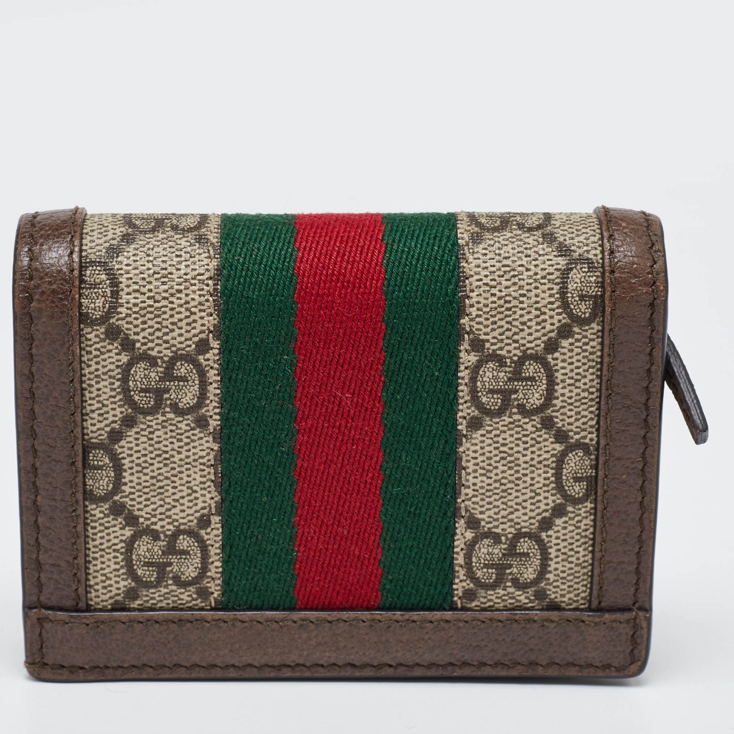 Luxury Gucci Trending 2025 Brown GG Supreme Canvas and Leather Web Ophidia Card Case