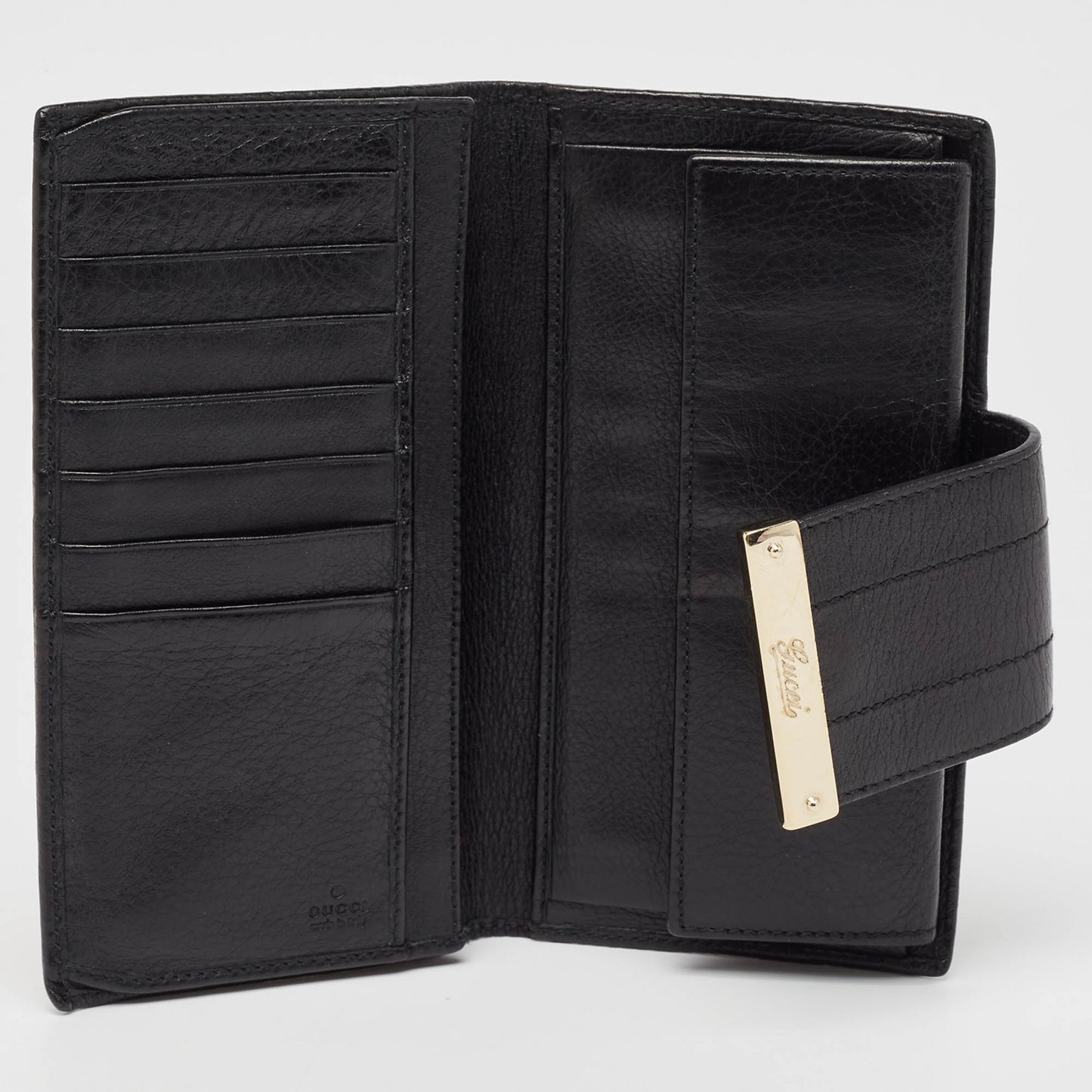 Luxury Gucci Trending 2025 Black ssima Leather Continental Wallet