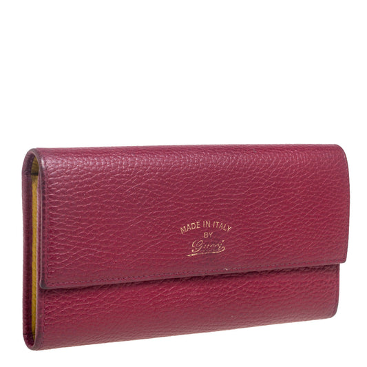 Luxury Gucci Trending 2025 Burgundy Leather Swing Continental Wallet