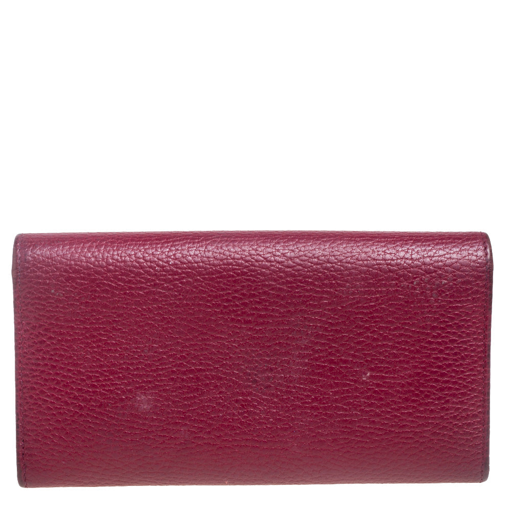 Luxury Gucci Trending 2025 Burgundy Leather Swing Continental Wallet