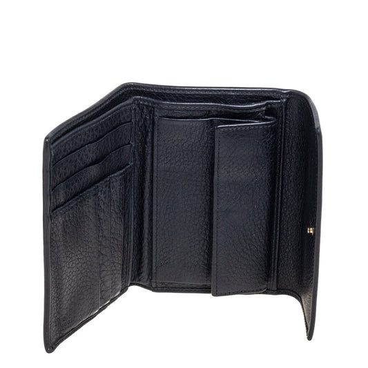 Luxury Gucci Trending 2025 Black Leather French Trifold Wallet