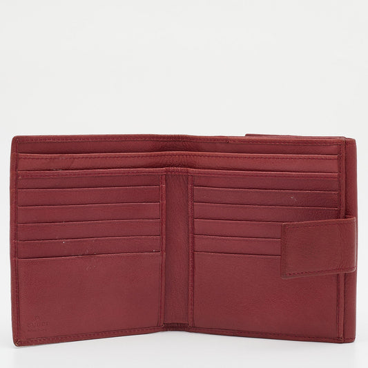 Luxury Gucci Trending 2025 Burgundy Leather GG Interlocking French Wallet