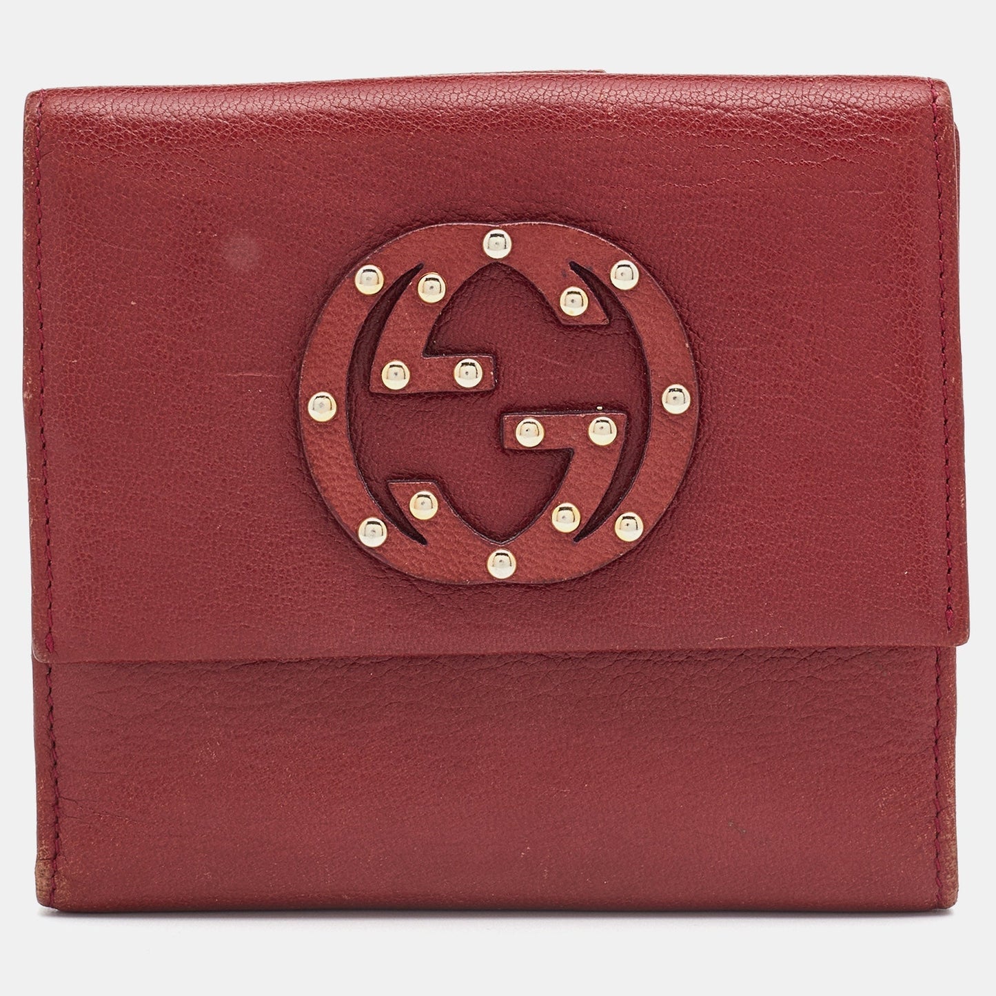 Luxury Gucci Trending 2025 Burgundy Leather GG Interlocking French Wallet