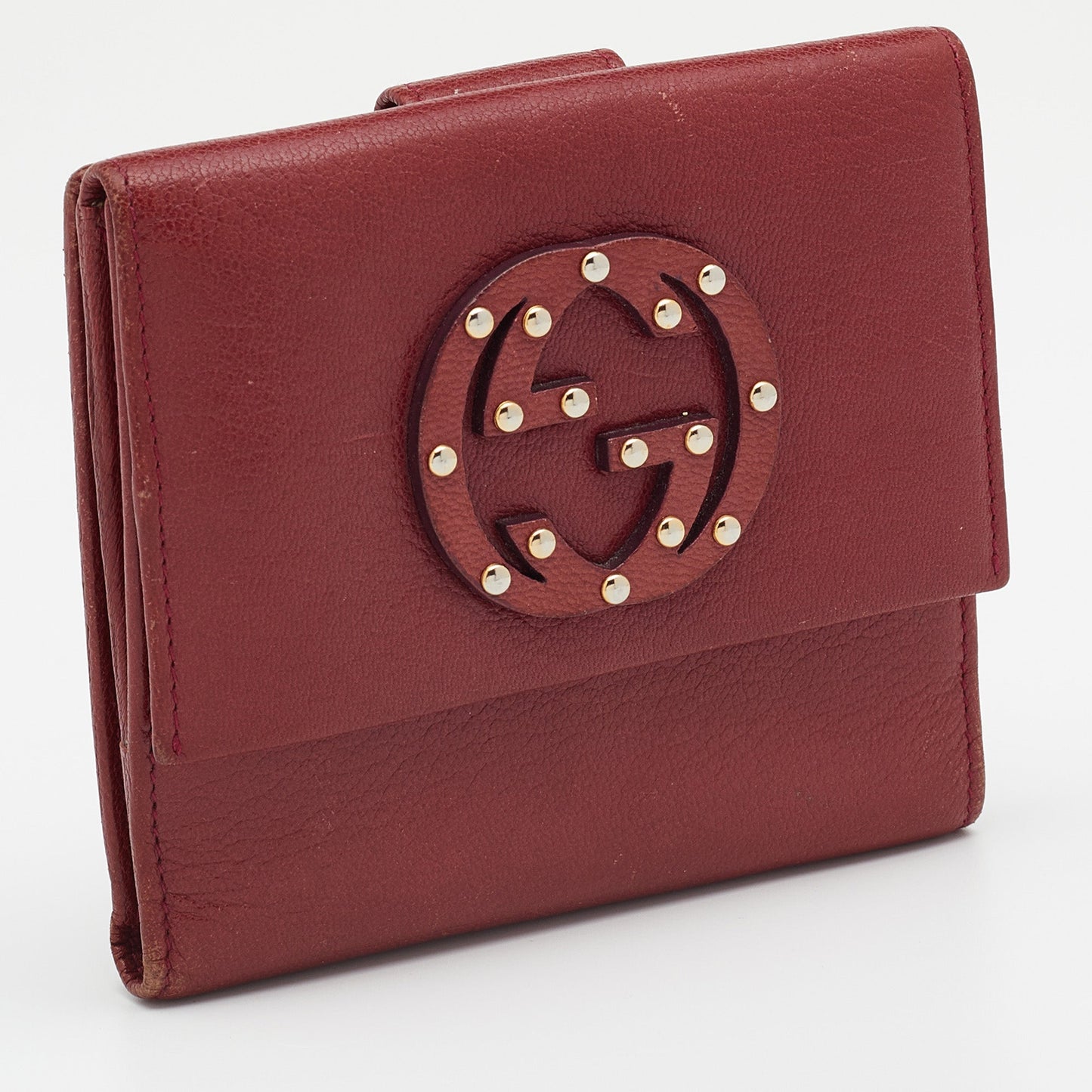 Luxury Gucci Trending 2025 Burgundy Leather GG Interlocking French Wallet