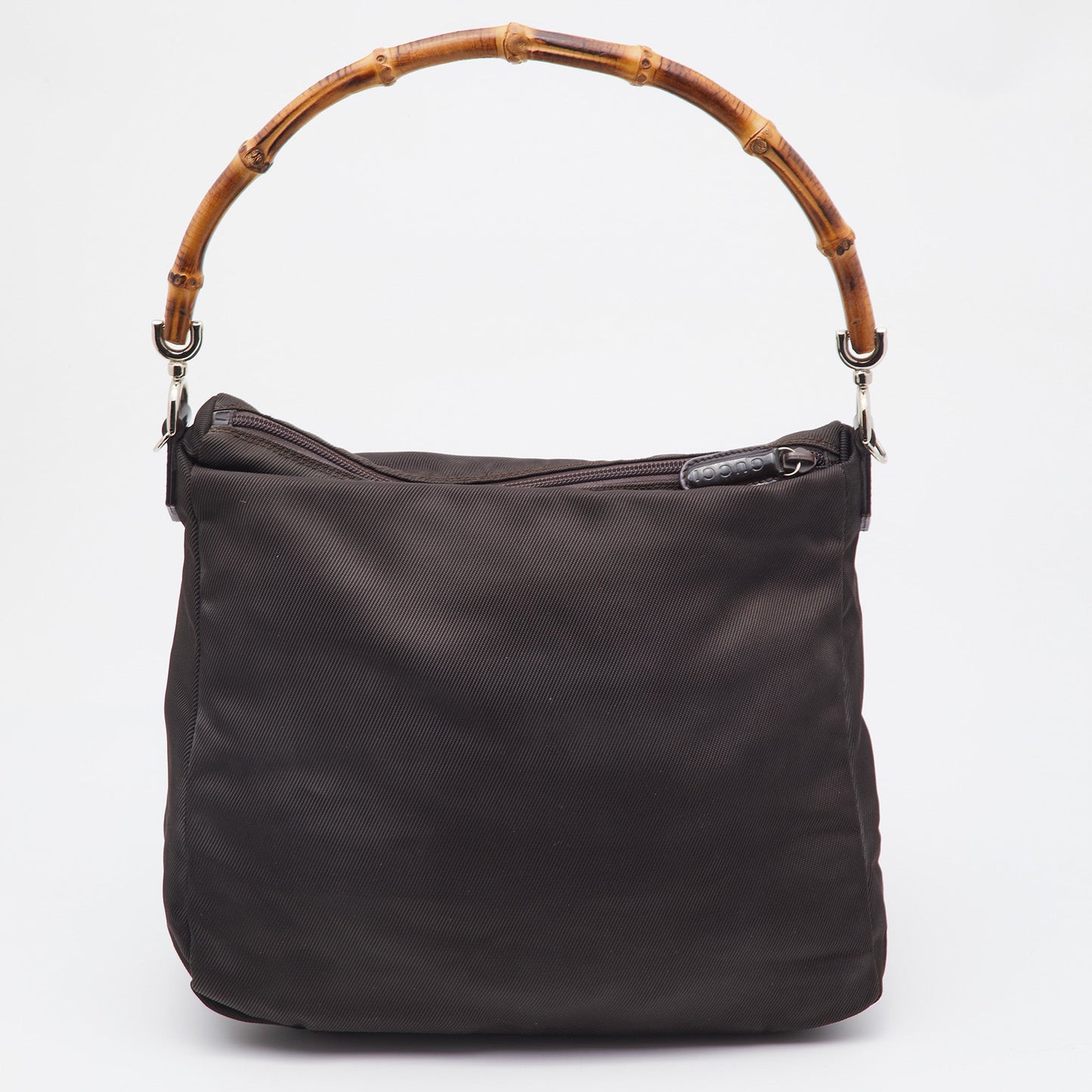 Luxury Gucci Trending 2025 Brown Nylon and Leather Bamboo Hobo