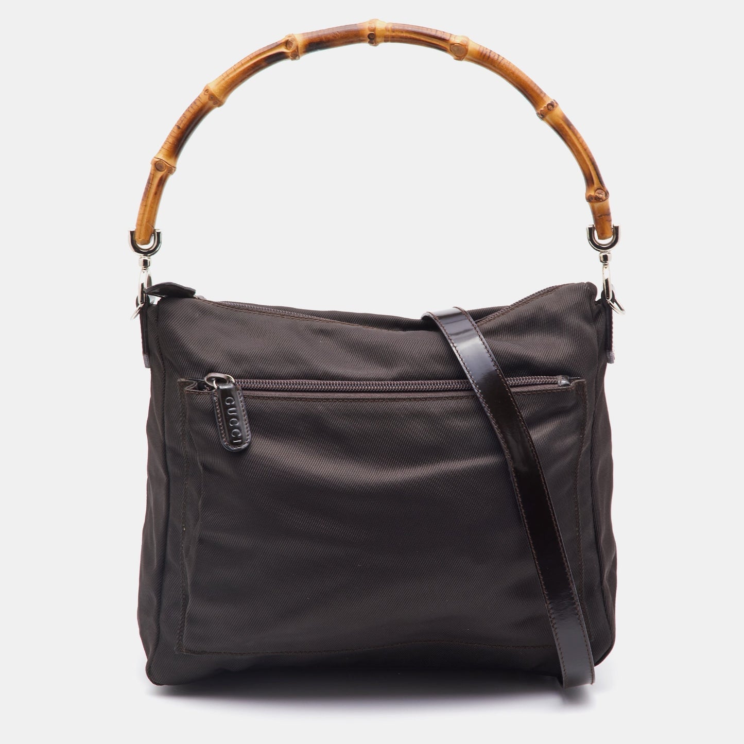 Luxury Gucci Trending 2025 Brown Nylon and Leather Bamboo Hobo