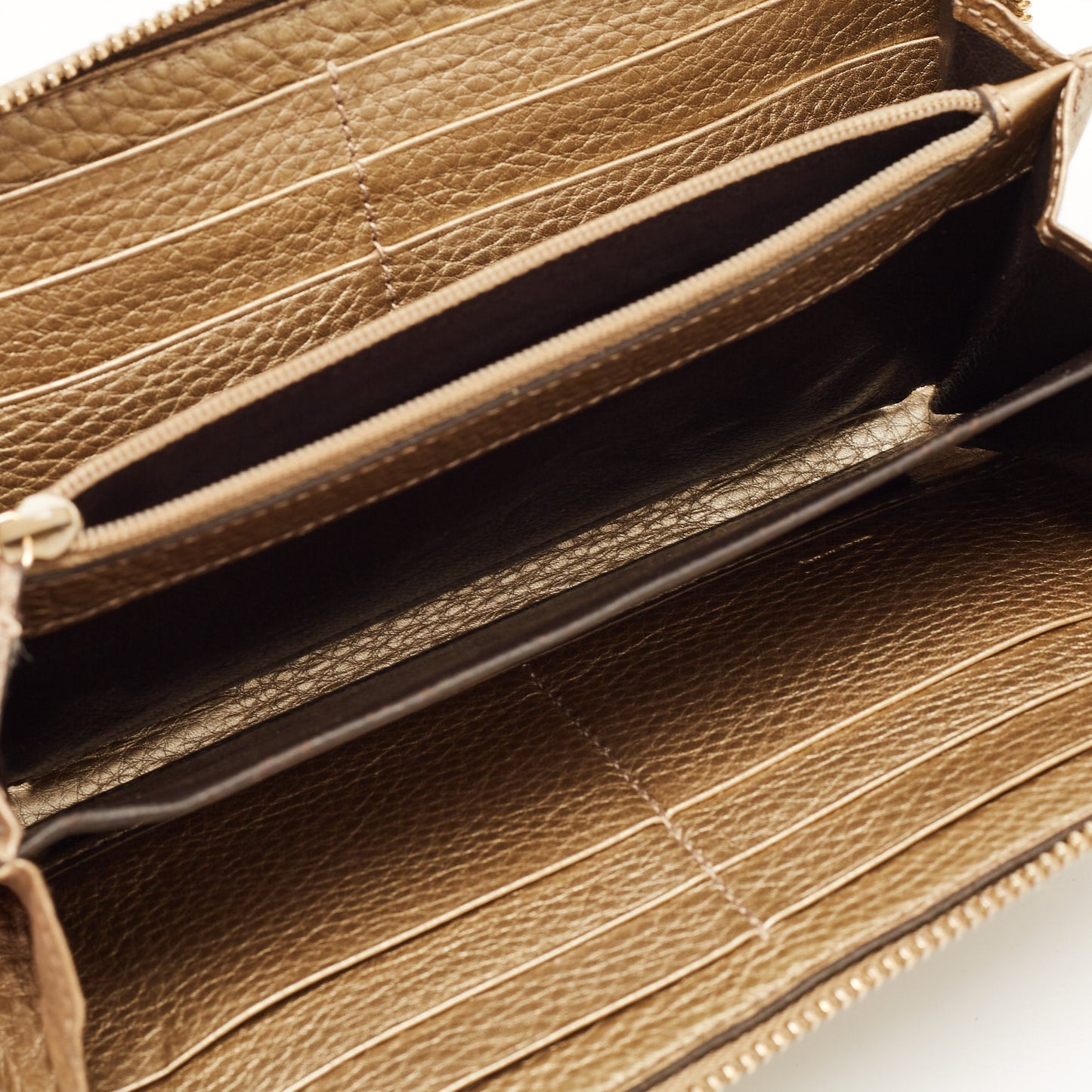 Luxury Gucci Beige GG Canvas and Leather Bamboo Tassel Zip Around Wallet
