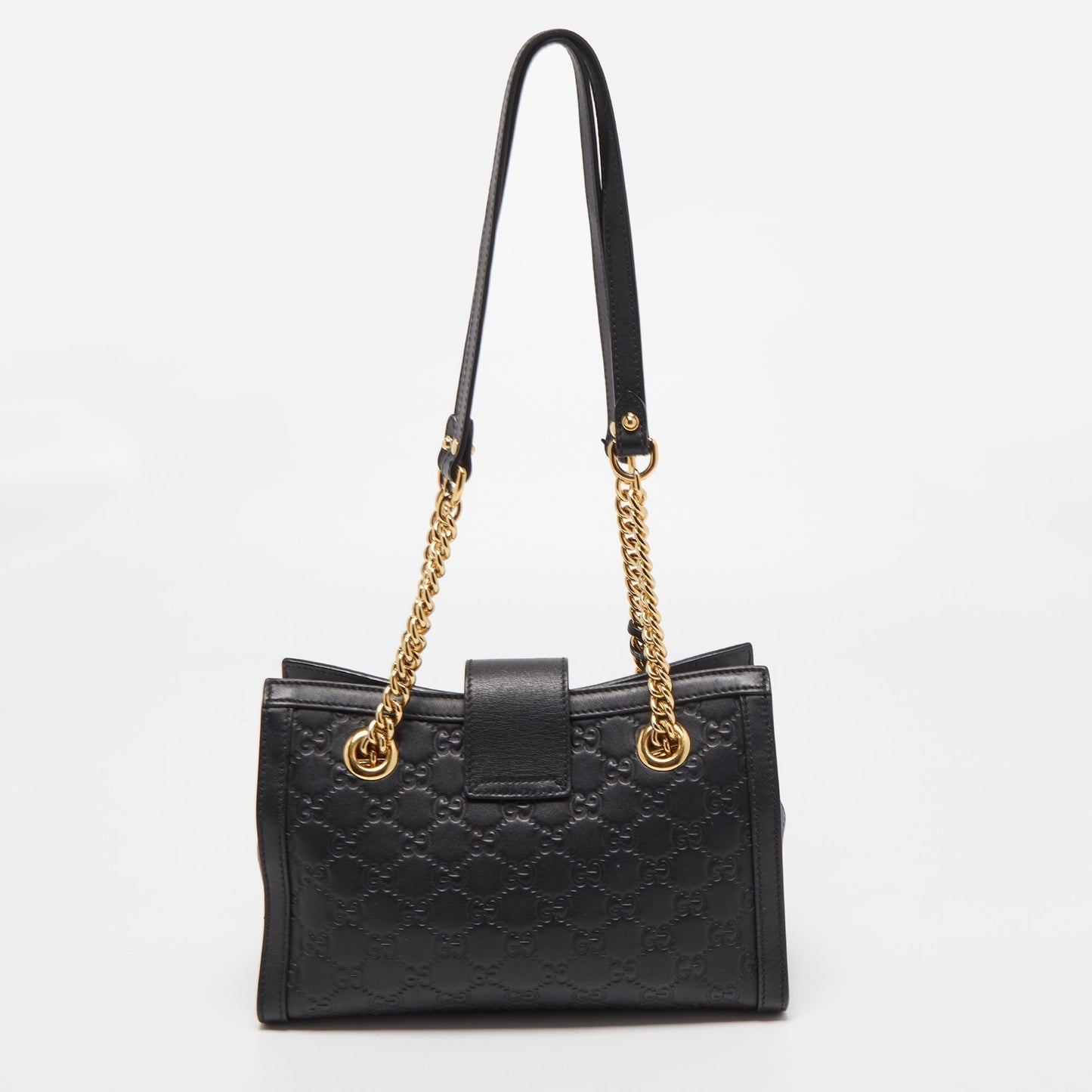 Luxury Gucci Trending 2025 Black ssima Leather Small Padlock Shoulder Bag