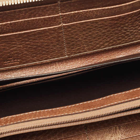 Luxury Gucci Trending 2025 Brown ssima Leather Bamboo Tassel Zip Around Wallet