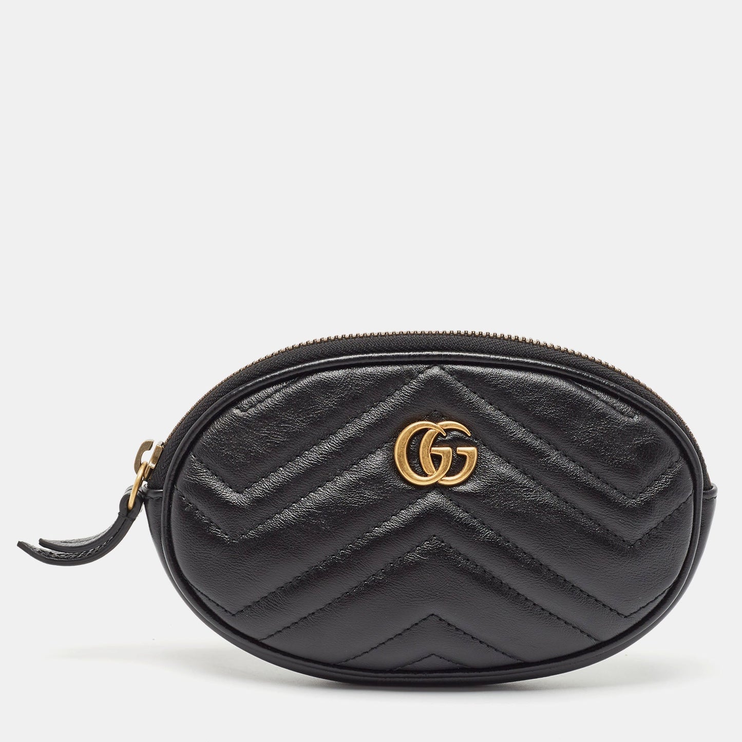 Luxury Gucci Trending 2025 Black Leather GG Marmont Pouch
