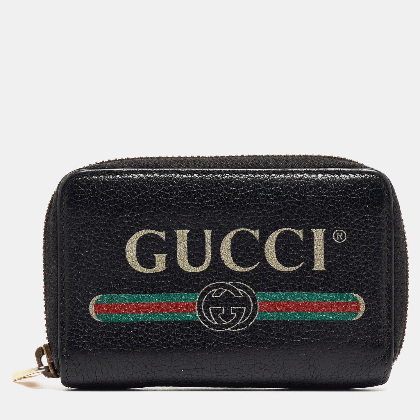 Luxury Gucci Trending 2025 Black Leather Logo Zip Purse