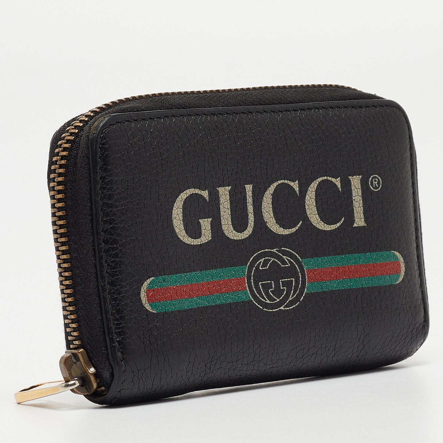 Luxury Gucci Trending 2025 Black Leather Logo Zip Purse