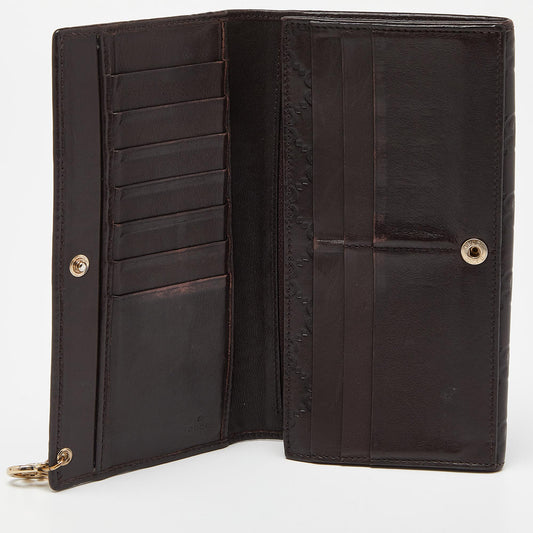 Luxury Gucci Trending 2025 Brown ssima Leather GG Pierce Continental Wallet