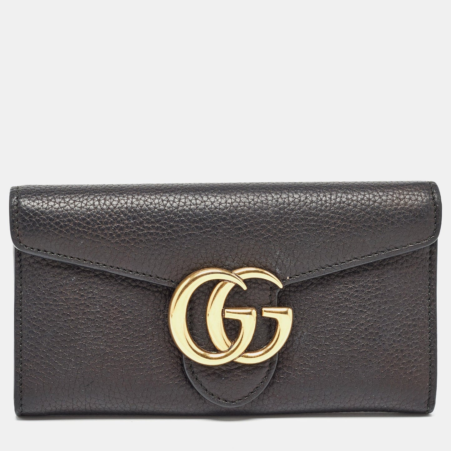 Luxury Gucci Trending 2025 Black Leather GG Marmont Continental Wallet